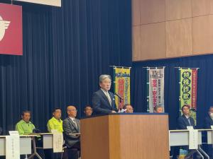 20251208年末年始の事件事故防止出動式　町長挨拶