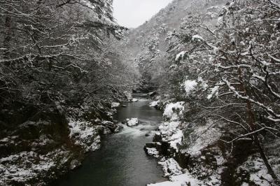 雪の高瀬川渓谷
