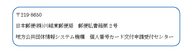 マイナンバーカード　申請書送付先