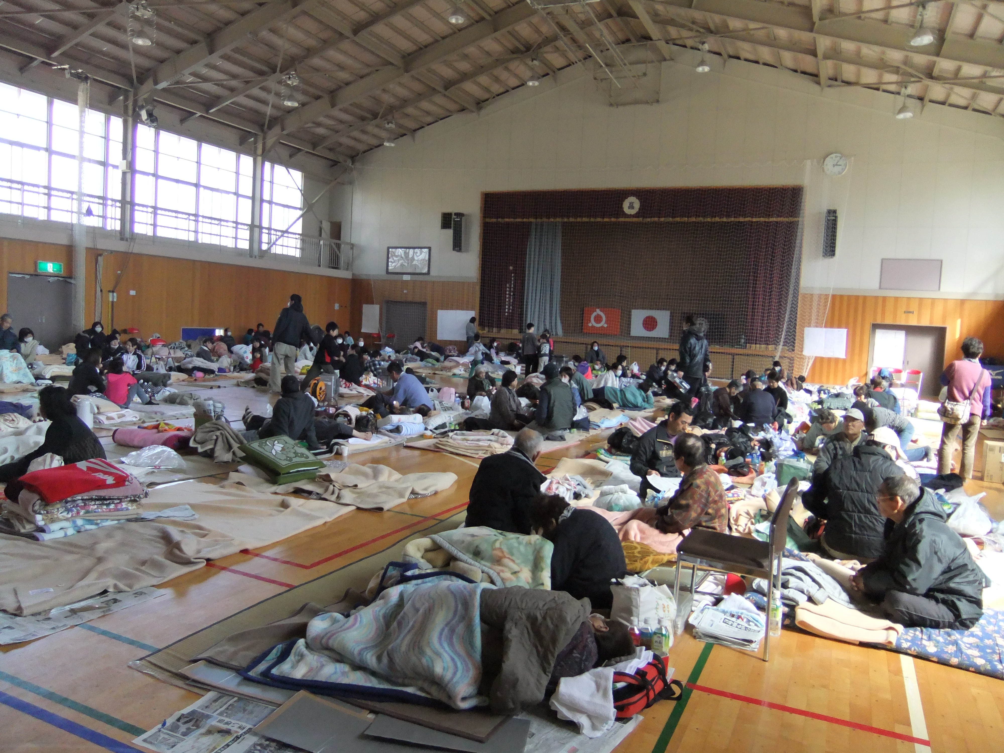 浪江高校津島　避難所の様子